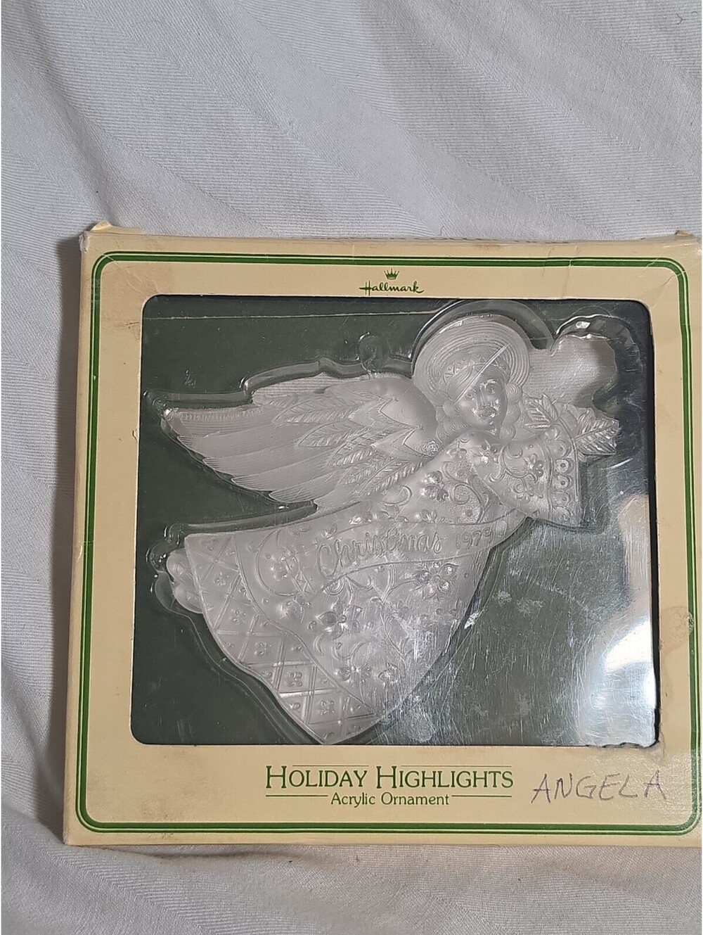 1979 Hallmark Tree Trimmer Holiday Highlights Christmas Angel Acrylic Ornament
